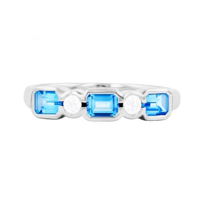 Rosa Mer Collection Octagon 0.76ct Blue Topaz & Diamond Ring - Image 3