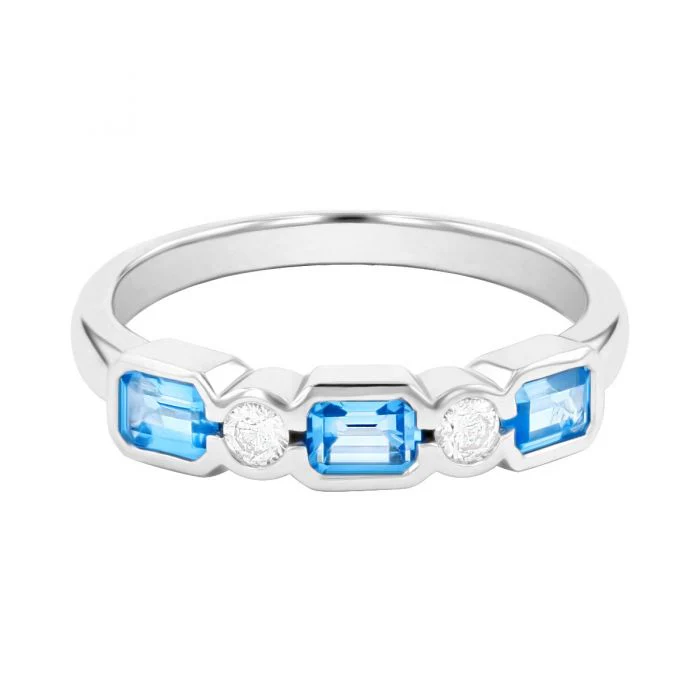 Rosa Mer Collection Octagon 0.76ct Blue Topaz & Diamond Ring - Image 5