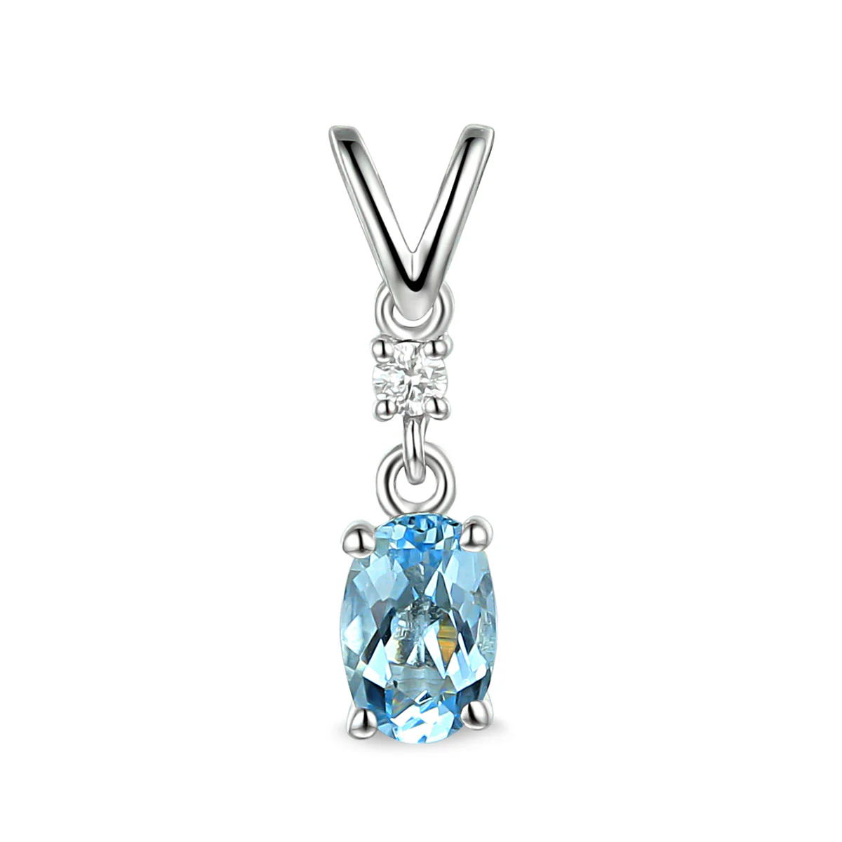 Rosa Mer Oval Aquamarine & Diamond Pendant & Earring Set | 9K White Gold - Image 6