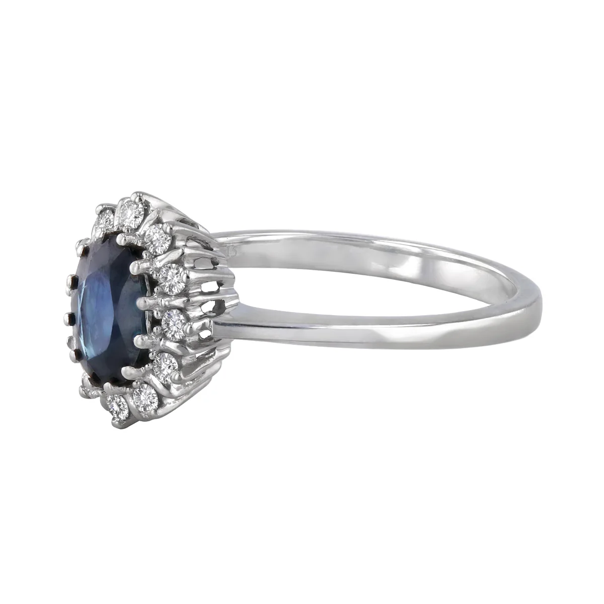Sapphire and Diamond Bar Set Cluster Ring | Pre-Loved | 18K White Gold - Image 3