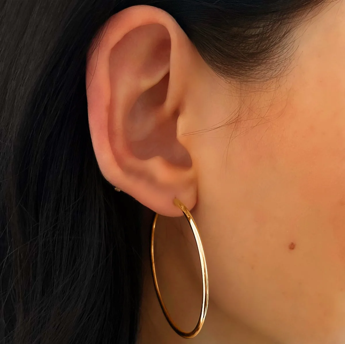 Soleil Collection 45mm Plain Hoop Earrings | 9K Solid Yellow Gold - Image 4