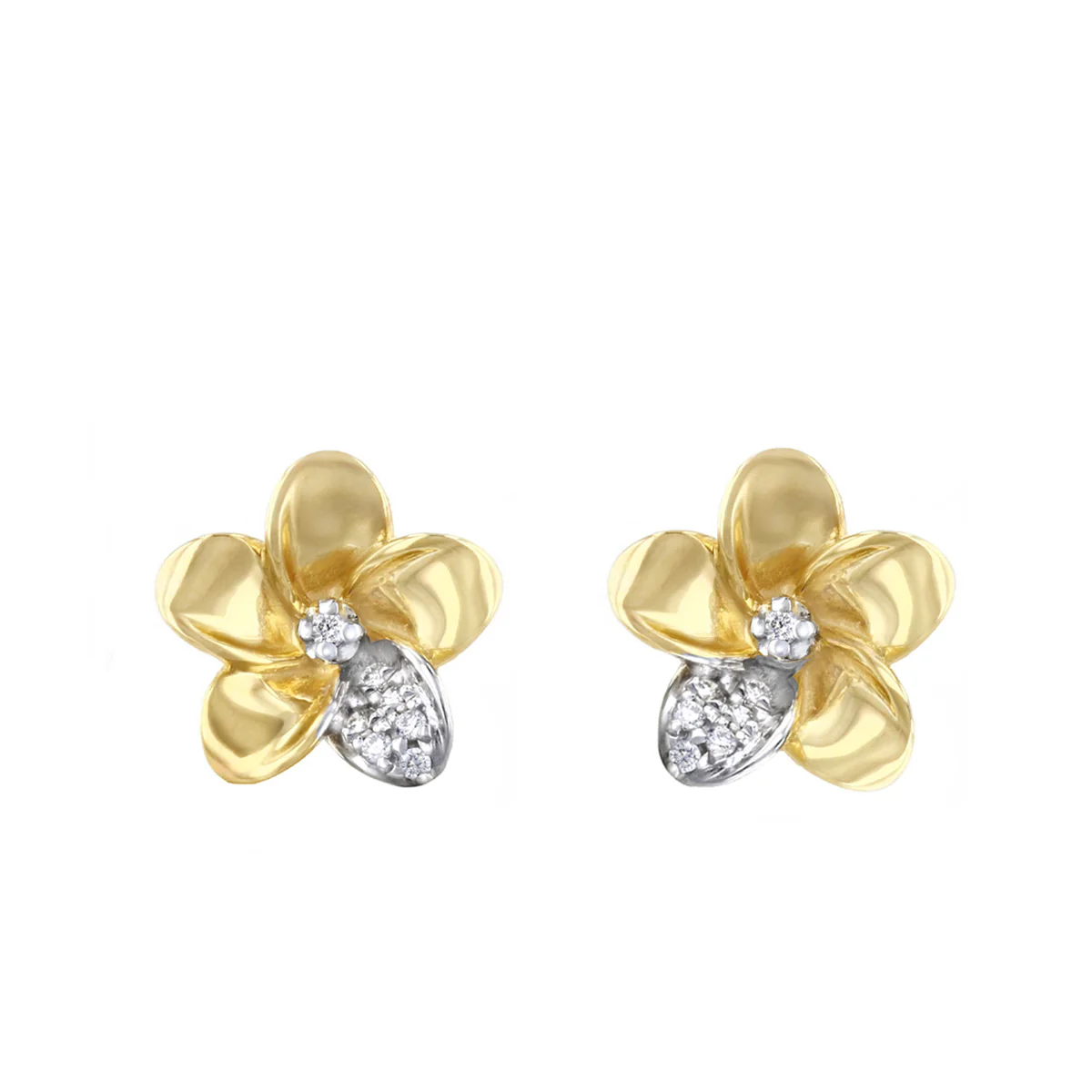 Soleil Collection 0.03ct Diamond Floral Earrings | 9K Yellow Gold - Image 2
