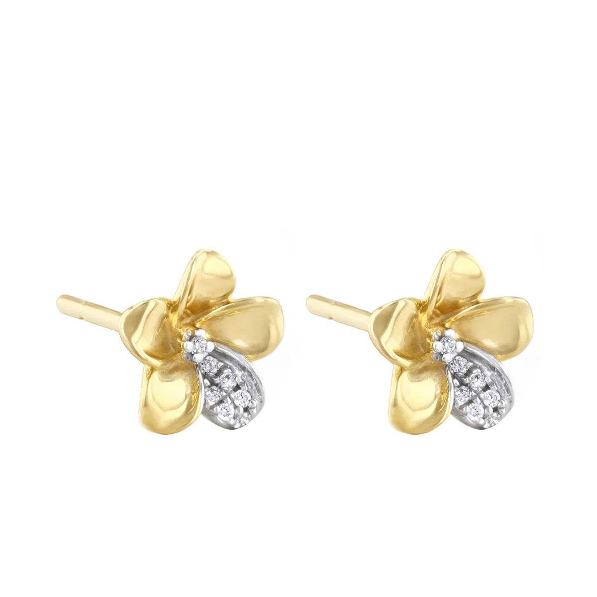 Soleil Collection 0.03ct Diamond Floral Earrings | 9K Yellow Gold - Image 3