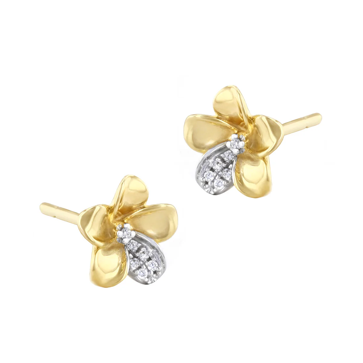 Soleil Collection 0.03ct Diamond Floral Earrings | 9K Yellow Gold - Image 4