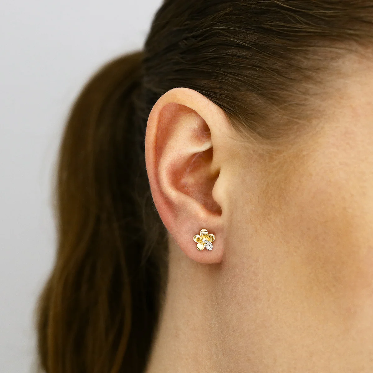 Soleil Collection 0.03ct Diamond Floral Earrings | 9K Yellow Gold - Image 5