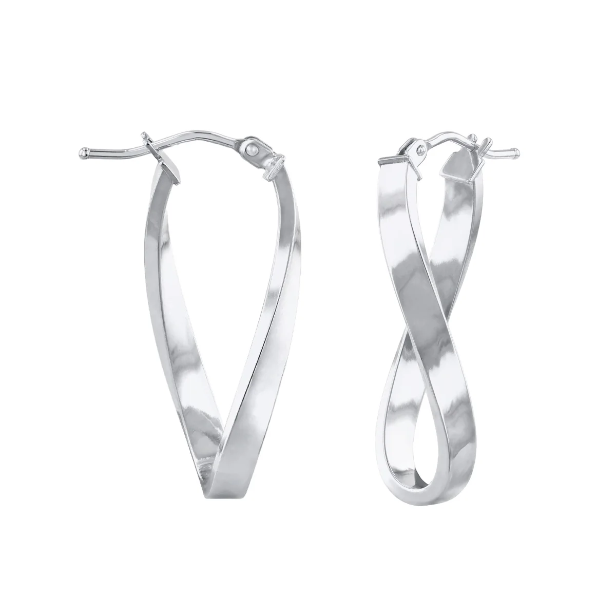 Soleil Collection 10.5mm x 26.5mm Twisted Oval Hoop Creole Earrings | 9K White Gold - Image 4