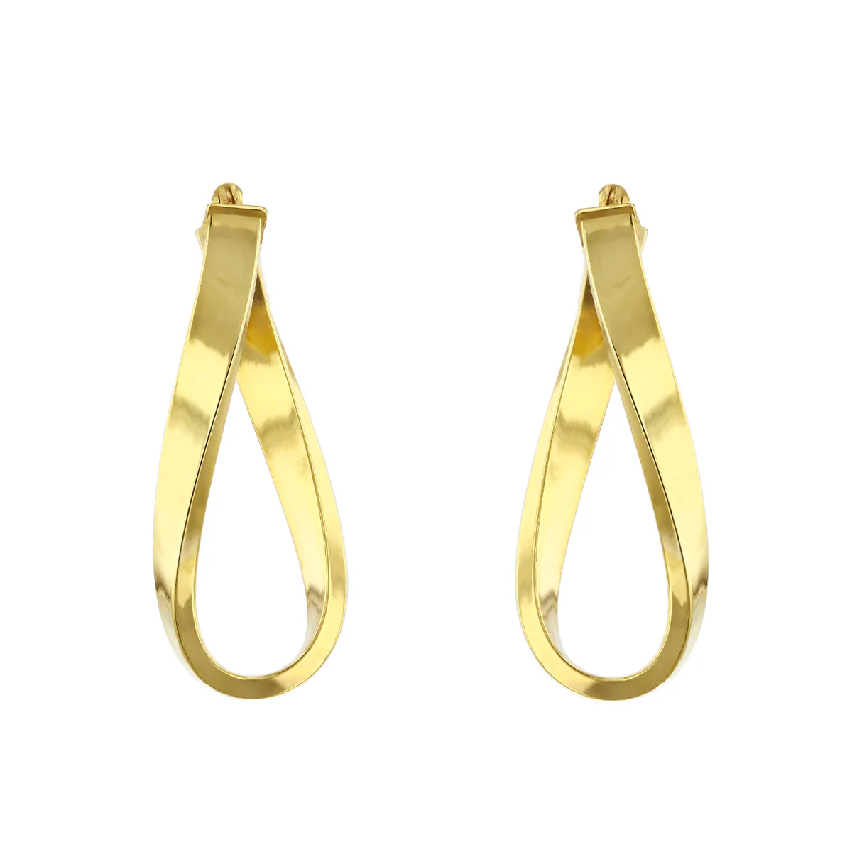 Soleil Collection 10.5mm x 26.5mm Twisted Oval Hoop Creole Earrings | 9K Yellow Gold - Image 3