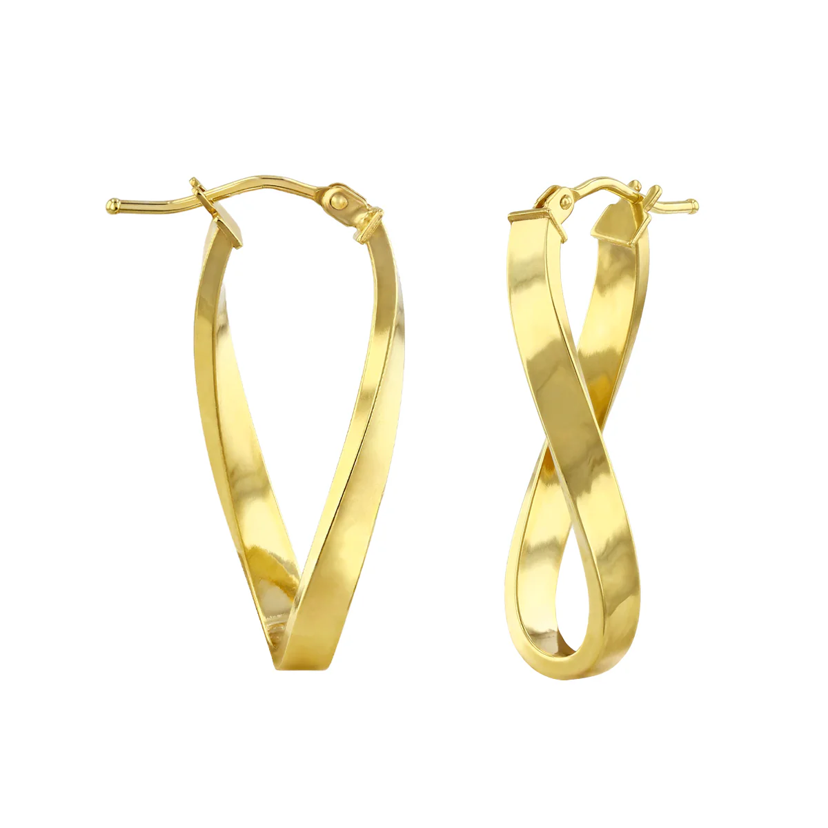 Soleil Collection 10.5mm x 26.5mm Twisted Oval Hoop Creole Earrings | 9K Yellow Gold - Image 4