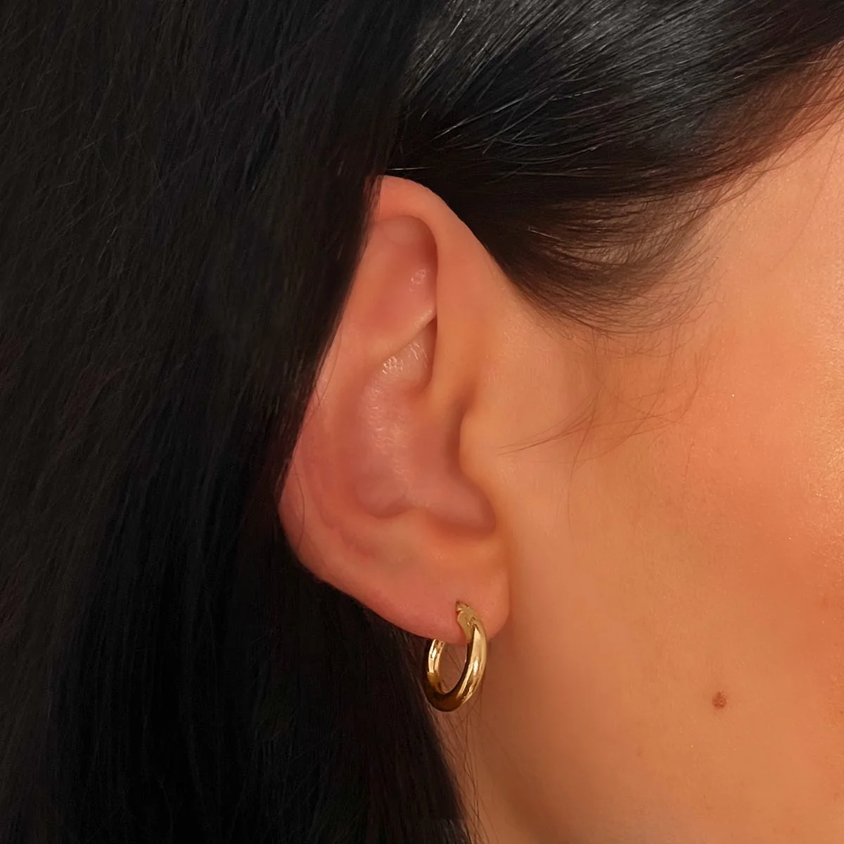 Soleil Collection  10mm Plain Hoops | 9K Solid Yellow Gold - Image 4