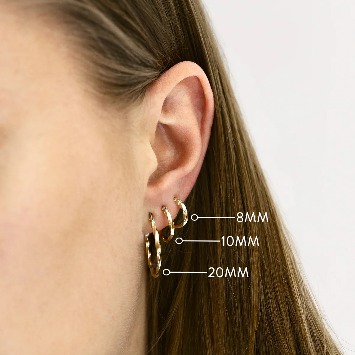 Soleil Collection 8mm Twist Hoop Earrings | 9K Solid Yellow Gold - Image 7