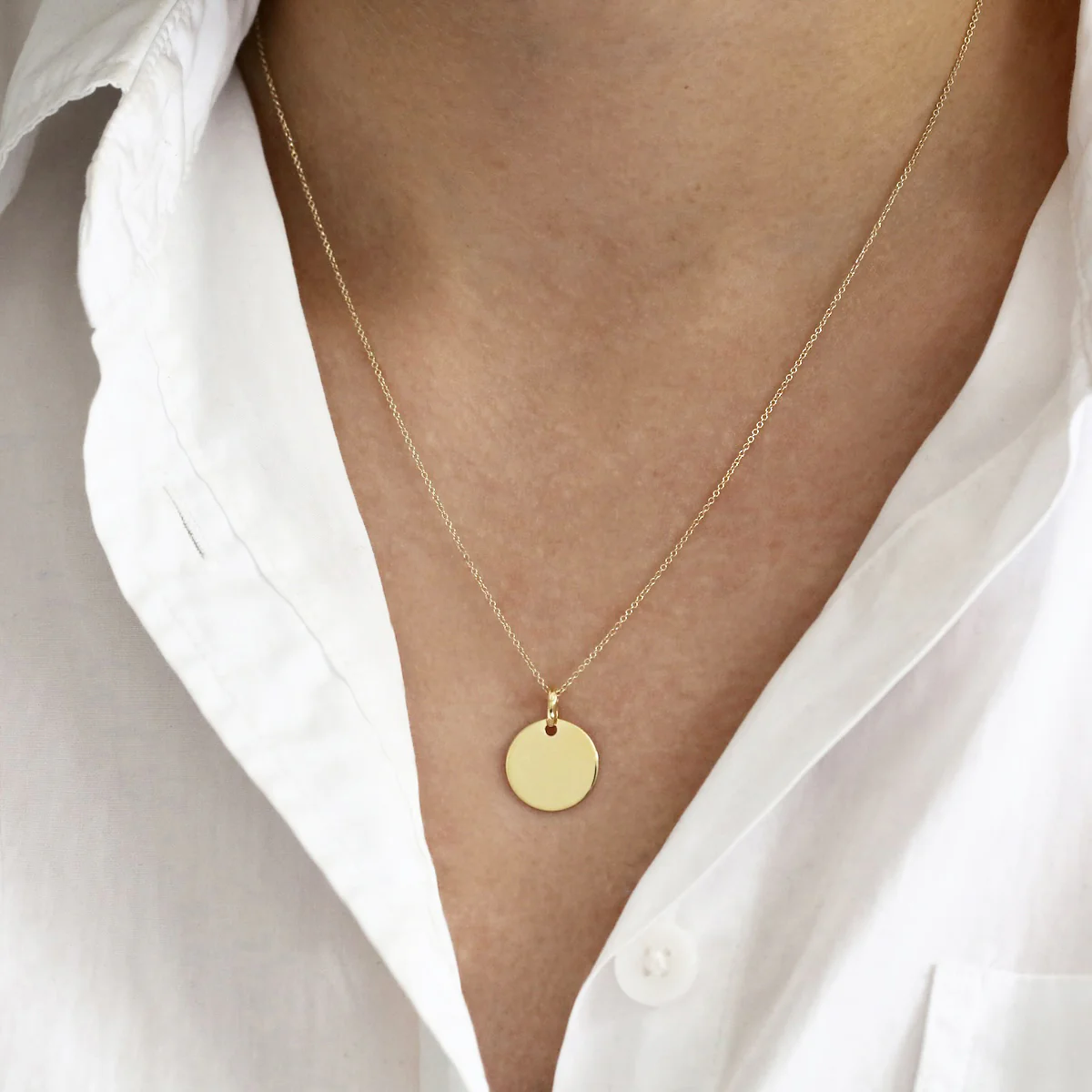 Soleil Collection 14mm Circular Disc Pendant | 9K Yellow Gold - Image 5
