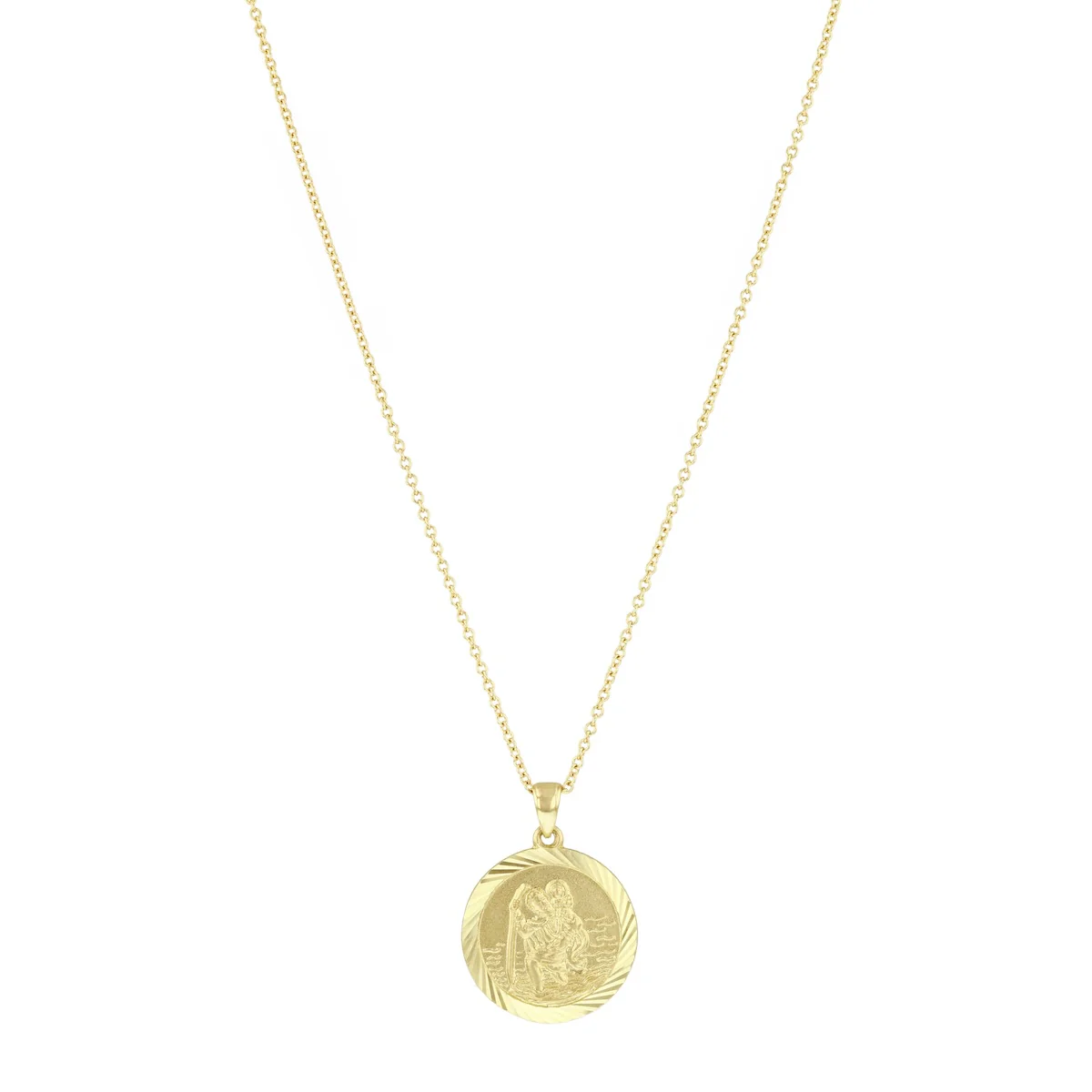 Soleil Collection 17mm St Christopher Necklace | 9K Yellow Gold - Image 2