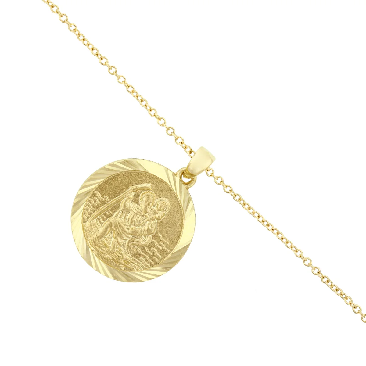 Soleil Collection 17mm St Christopher Necklace | 9K Yellow Gold - Image 3