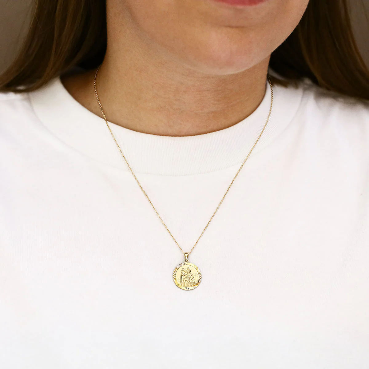 Soleil Collection 17mm St Christopher Necklace | 9K Yellow Gold - Image 4