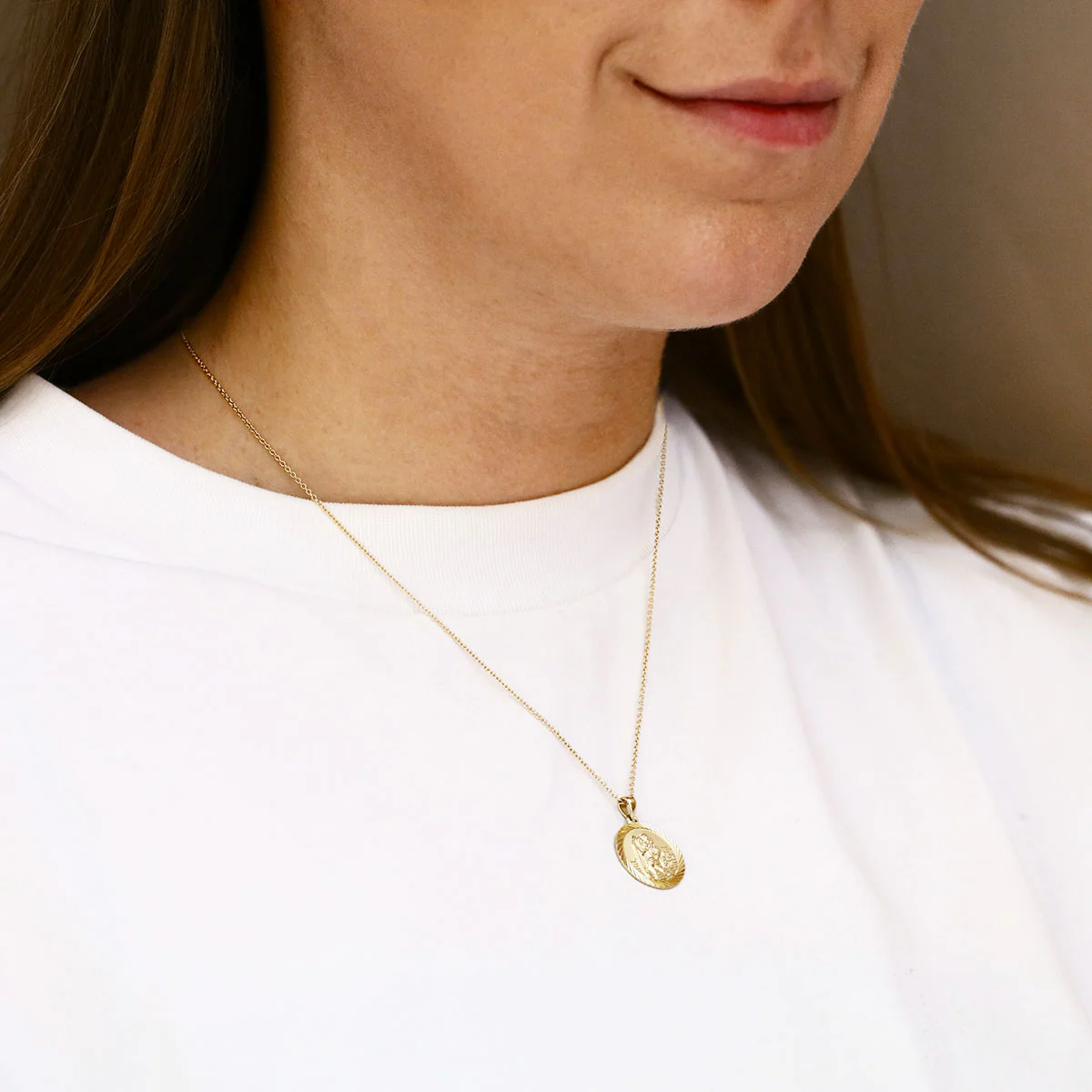 Soleil Collection 17mm St Christopher Necklace | 9K Yellow Gold - Image 5