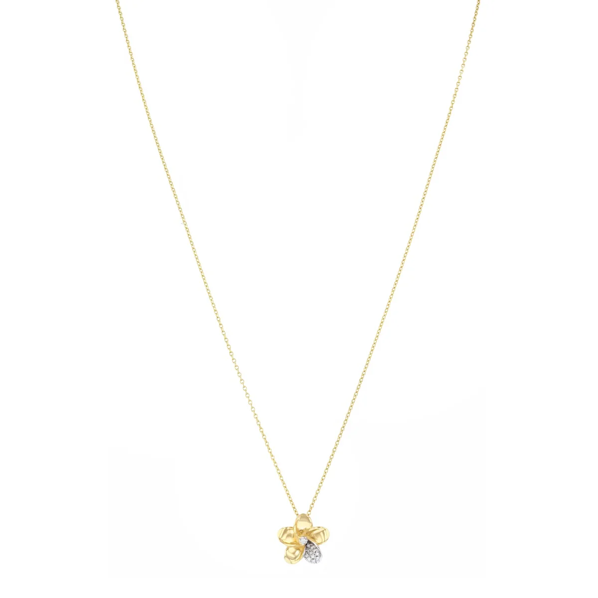 Soleil Collection 18" 0.03ct Diamond Floral Necklace | 9K Yellow Gold - Image 2