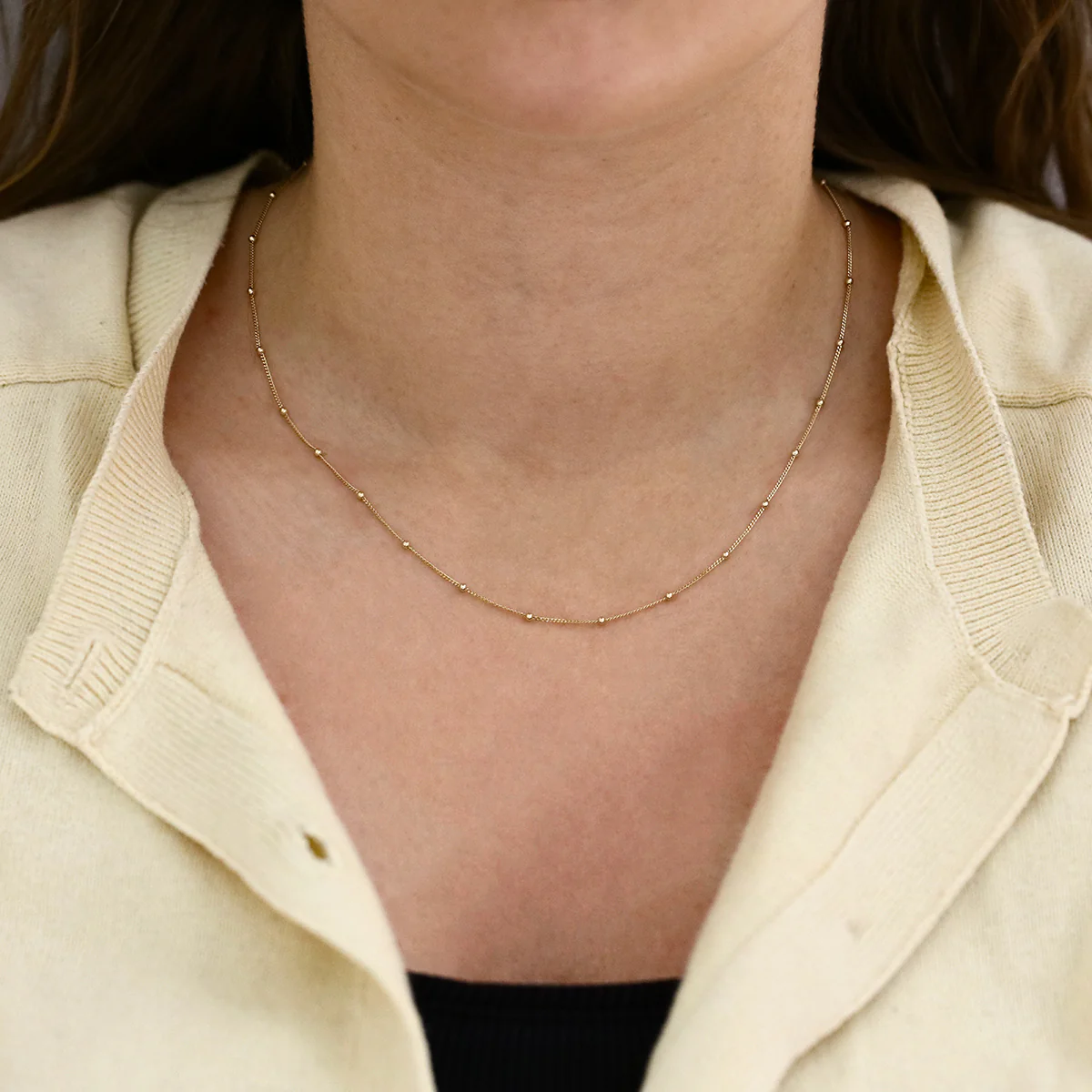 Soleil Collection 18" Curb and Ball Chain Necklace | 9K Yellow Gold - Image 3