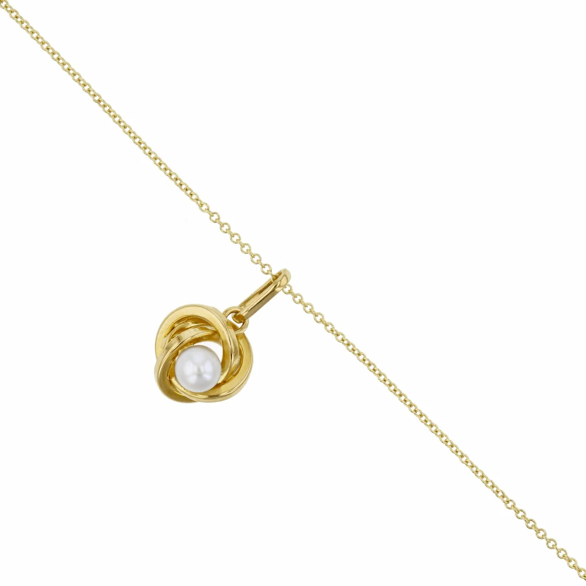 Soleil Collection 18"  Freshwater Pearl Knot Necklace | 9K Yellow Gold - Image 3