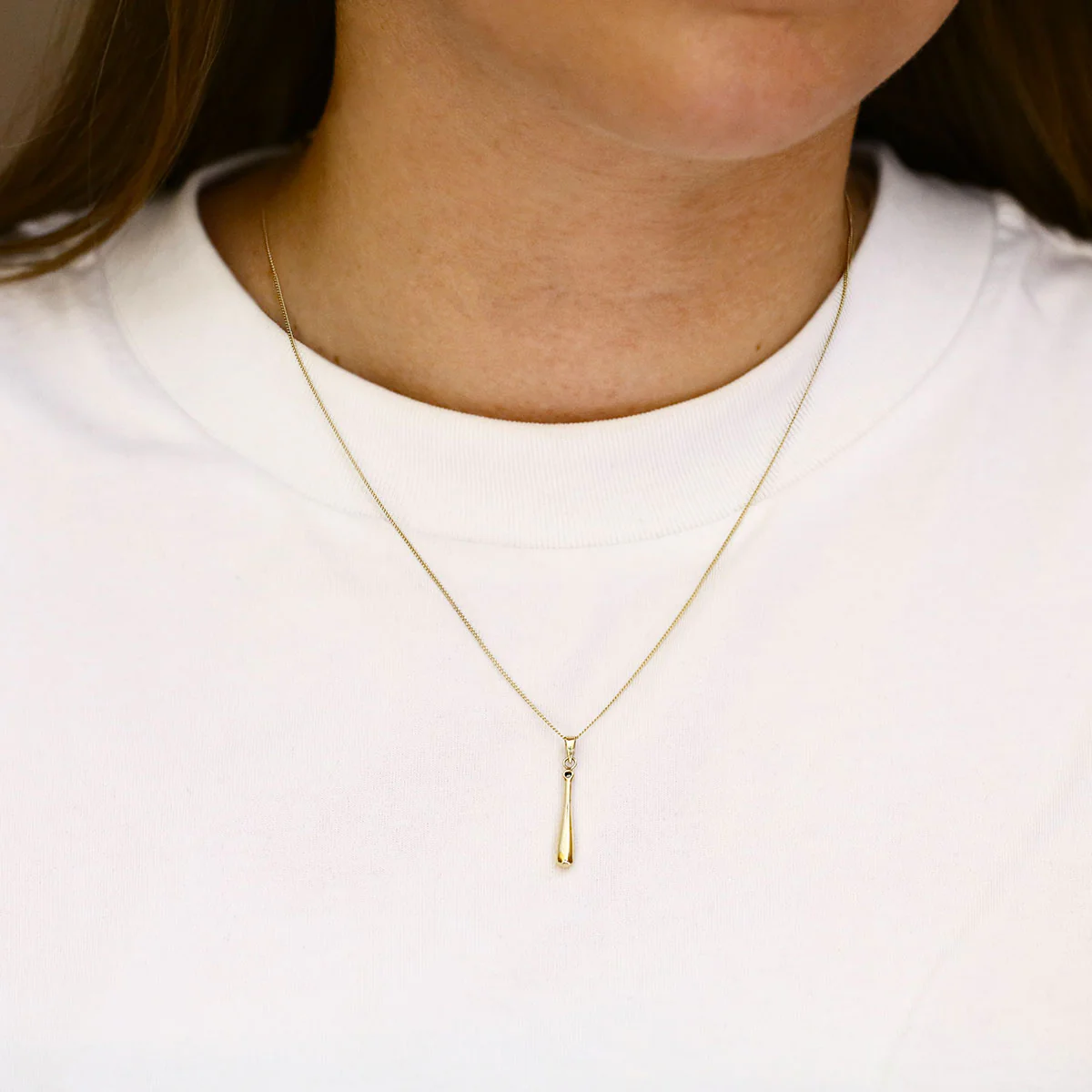 Soleil collection 25mm Tear Drop Necklace | 9K Yellow Gold - Image 4