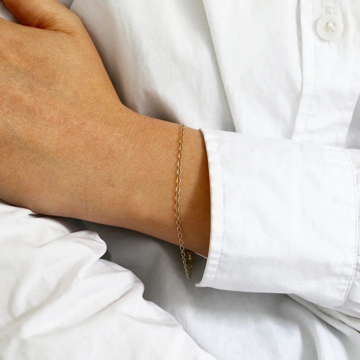 Soleil Collection 2mm Oval Trace Bracelet | 9K Yellow Gold - Image 3