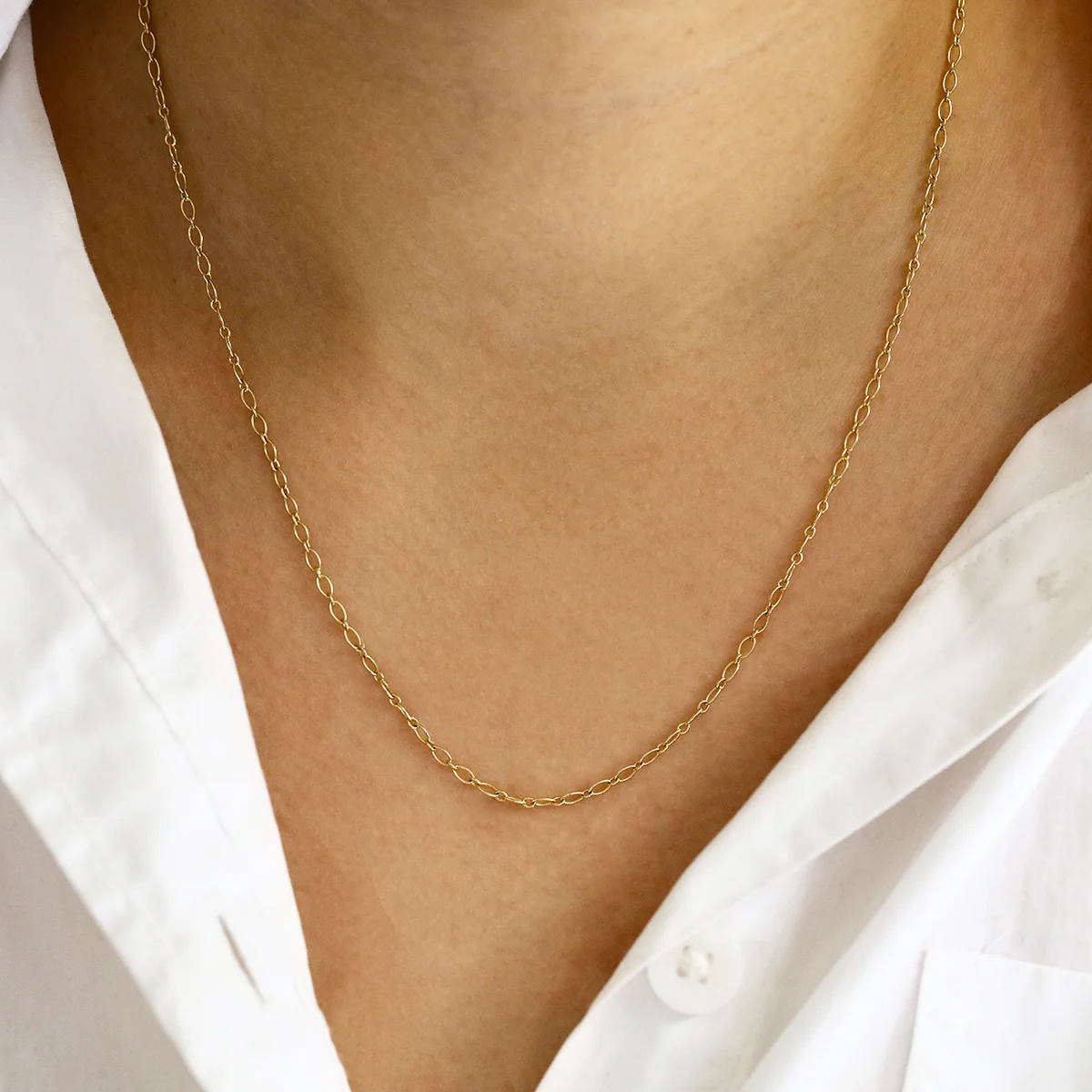 Soleil Collection 2mm Oval Trace Necklace | 9K Yellow Gold - Image 3
