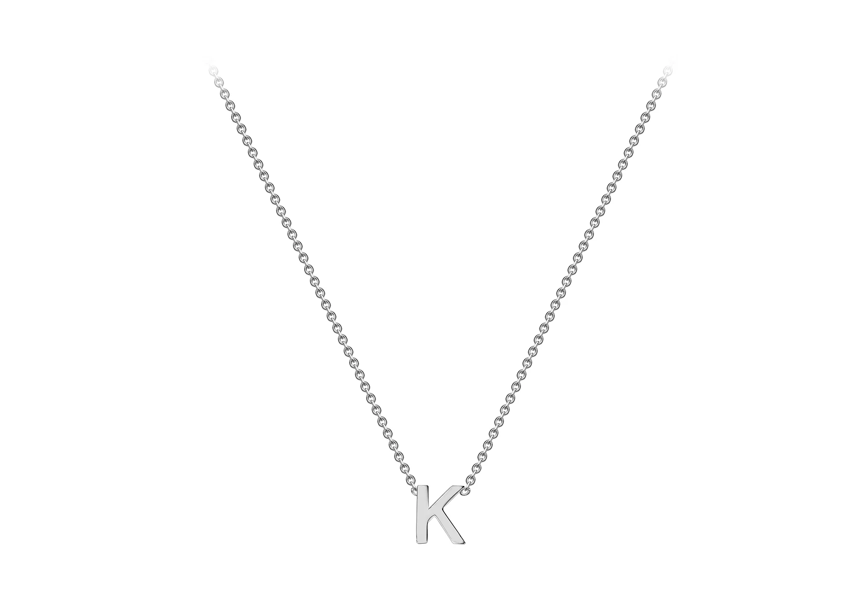 Soleil Collection 3.5mm x 5mm Initial Adjustable Necklace | 9K White Gold - Image 45