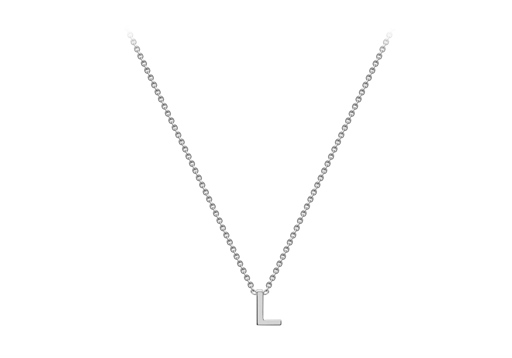 Soleil Collection 3.5mm x 5mm Initial Adjustable Necklace | 9K White Gold - Image 46
