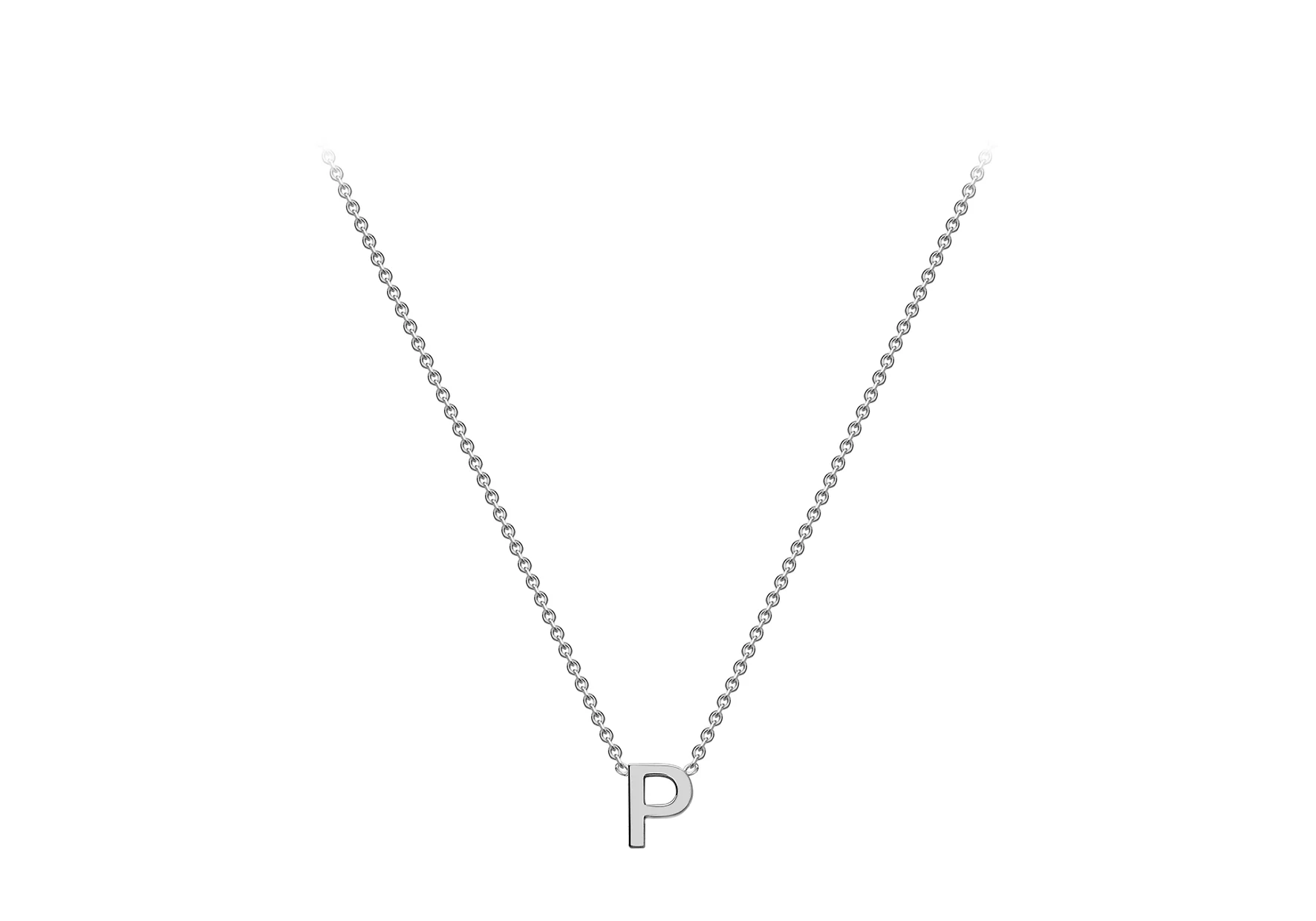 Soleil Collection 3.5mm x 5mm Initial Adjustable Necklace | 9K White Gold - Image 50