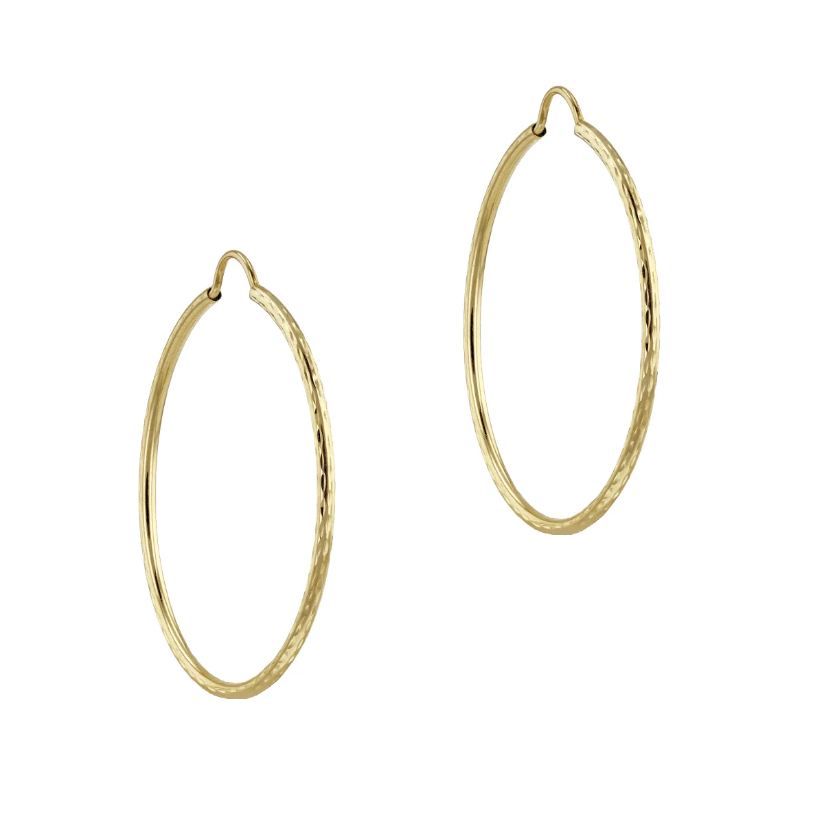 Soleil Collection 30mm Diamond Cut Hoop Earrings | 9K Solid Yellow Gold - Image 3