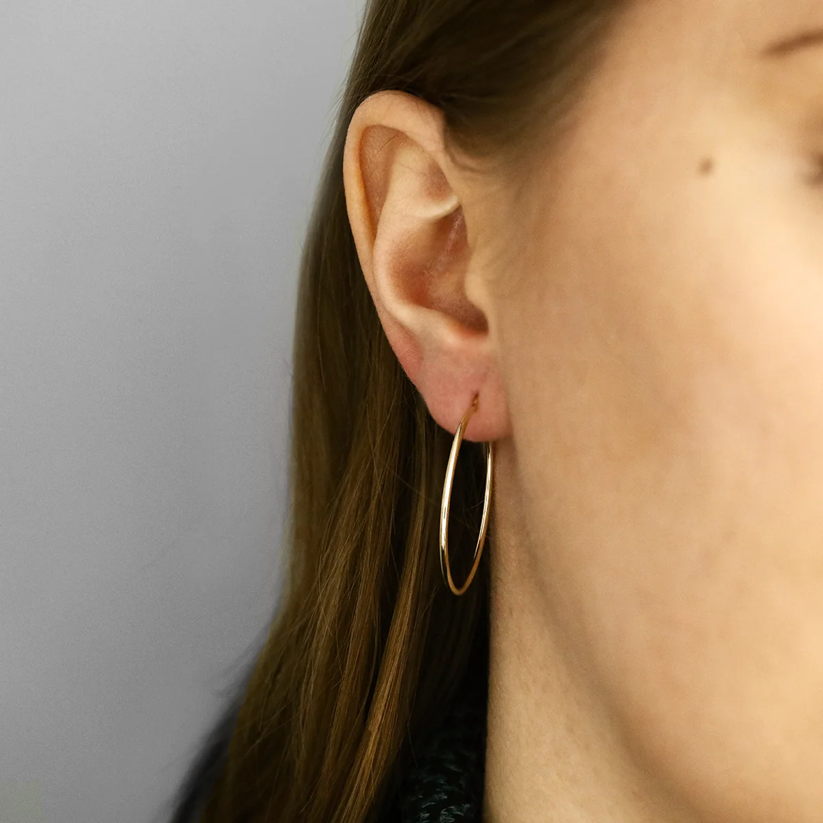 Soleil Collection 30mm Plain Hoop Earrings | 9K Solid Yellow Gold - Image 5