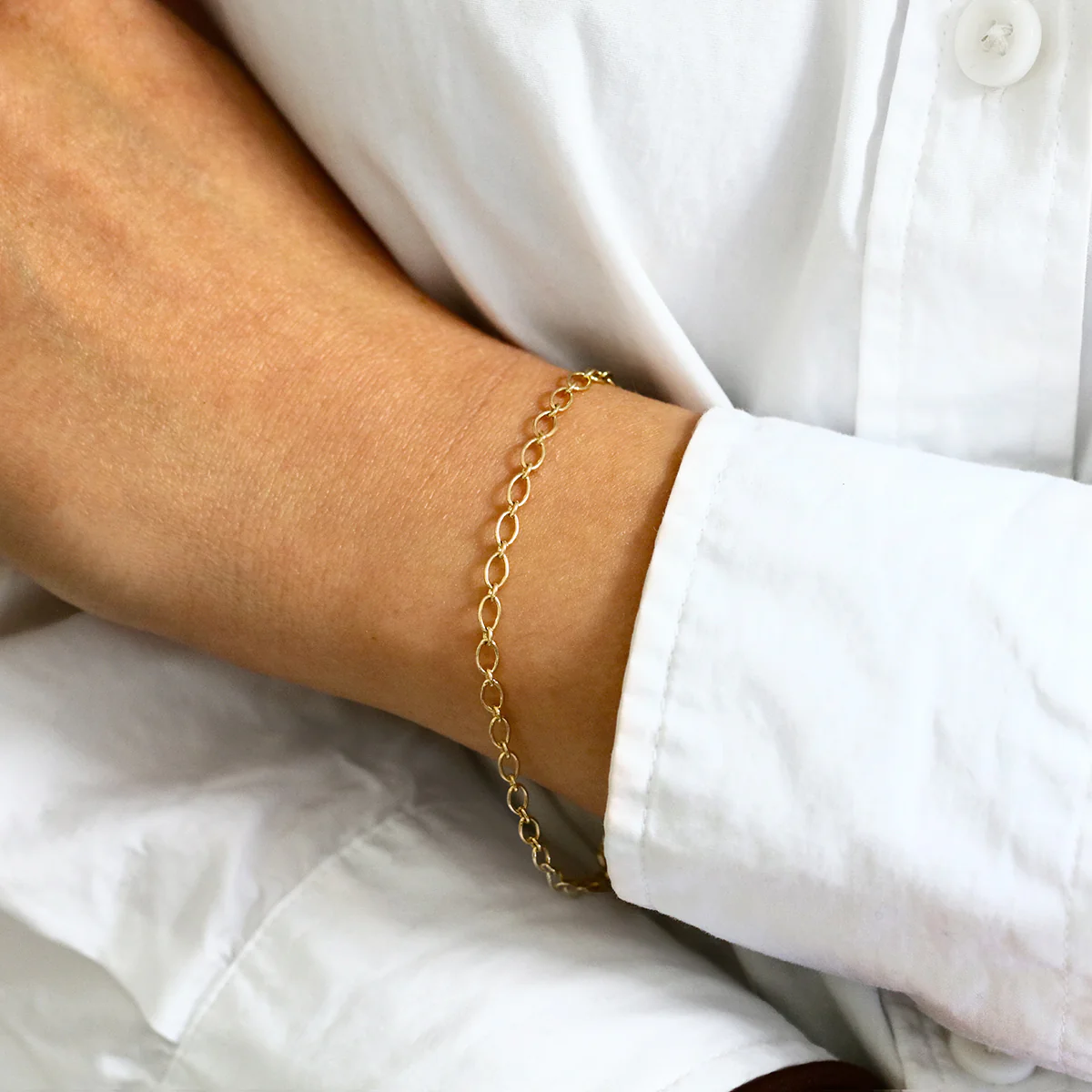 Soleil Collection 3mm Oval Trace Bracelet | 9K Yellow Gold - Image 3