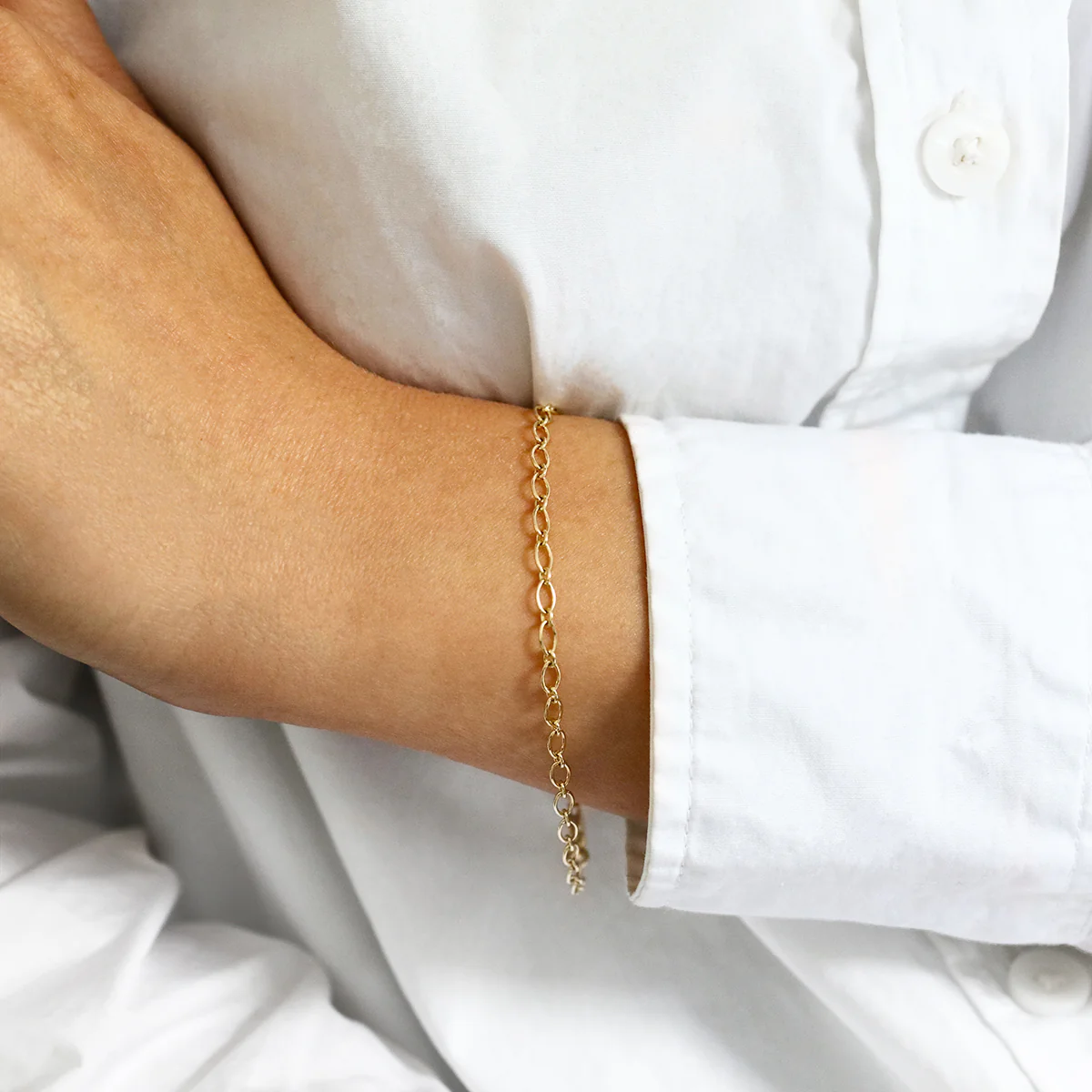 Soleil Collection 3mm Oval Trace Bracelet | 9K Yellow Gold - Image 4