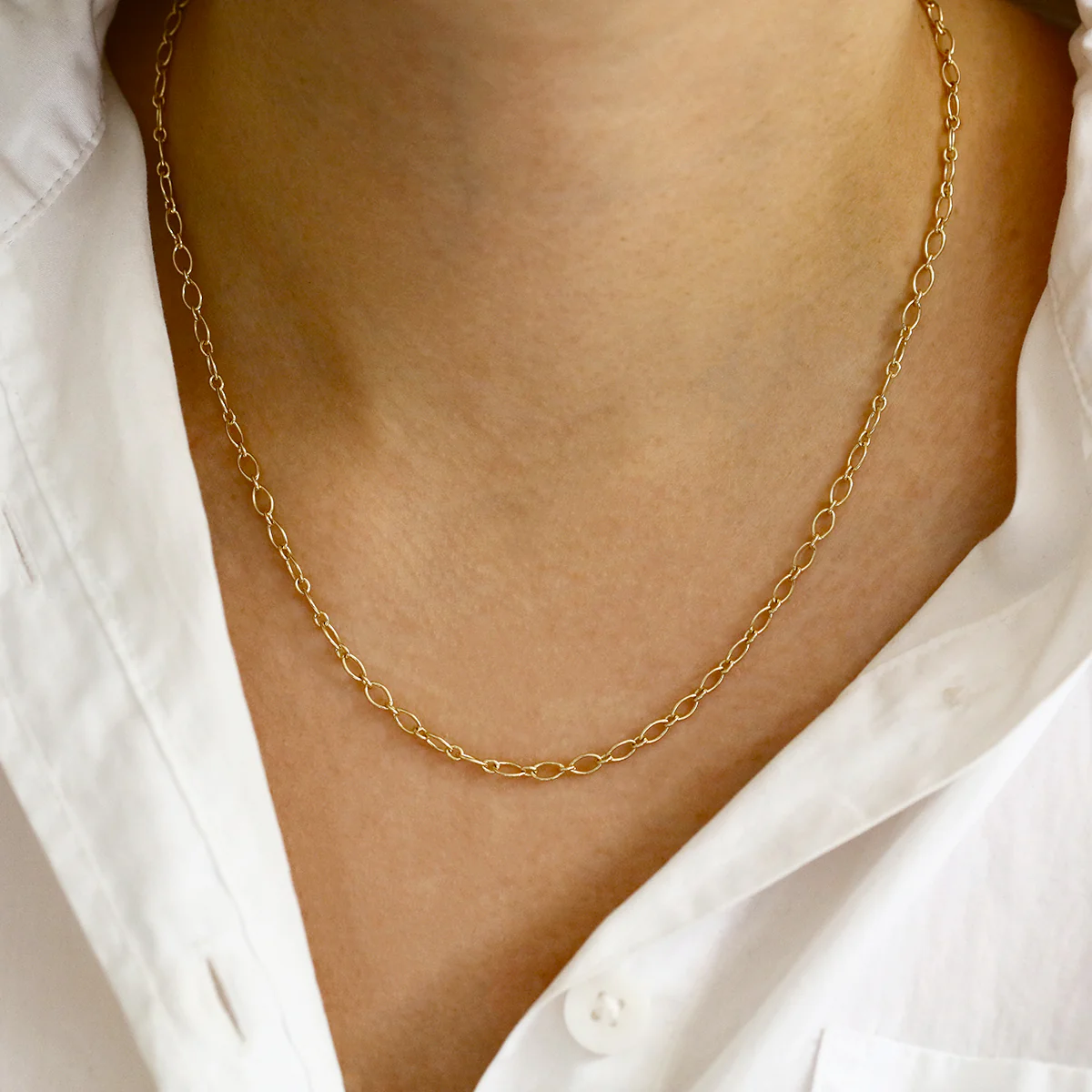 Soleil Collection 3mm Oval Trace Necklace | 9K Yellow Gold - Image 3
