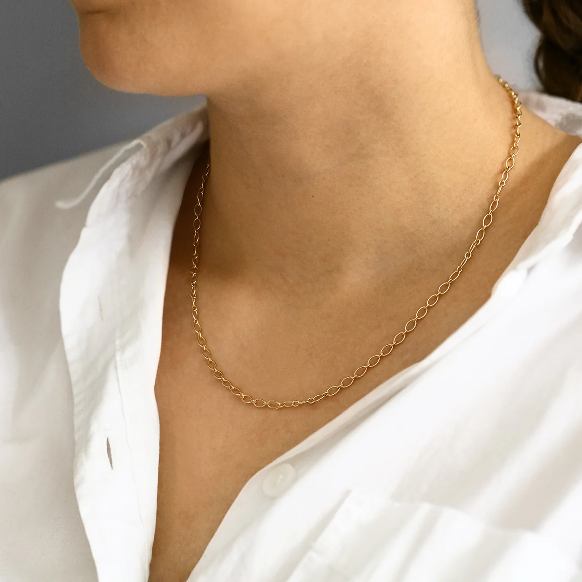 Soleil Collection 3mm Oval Trace Necklace | 9K Yellow Gold - Image 4