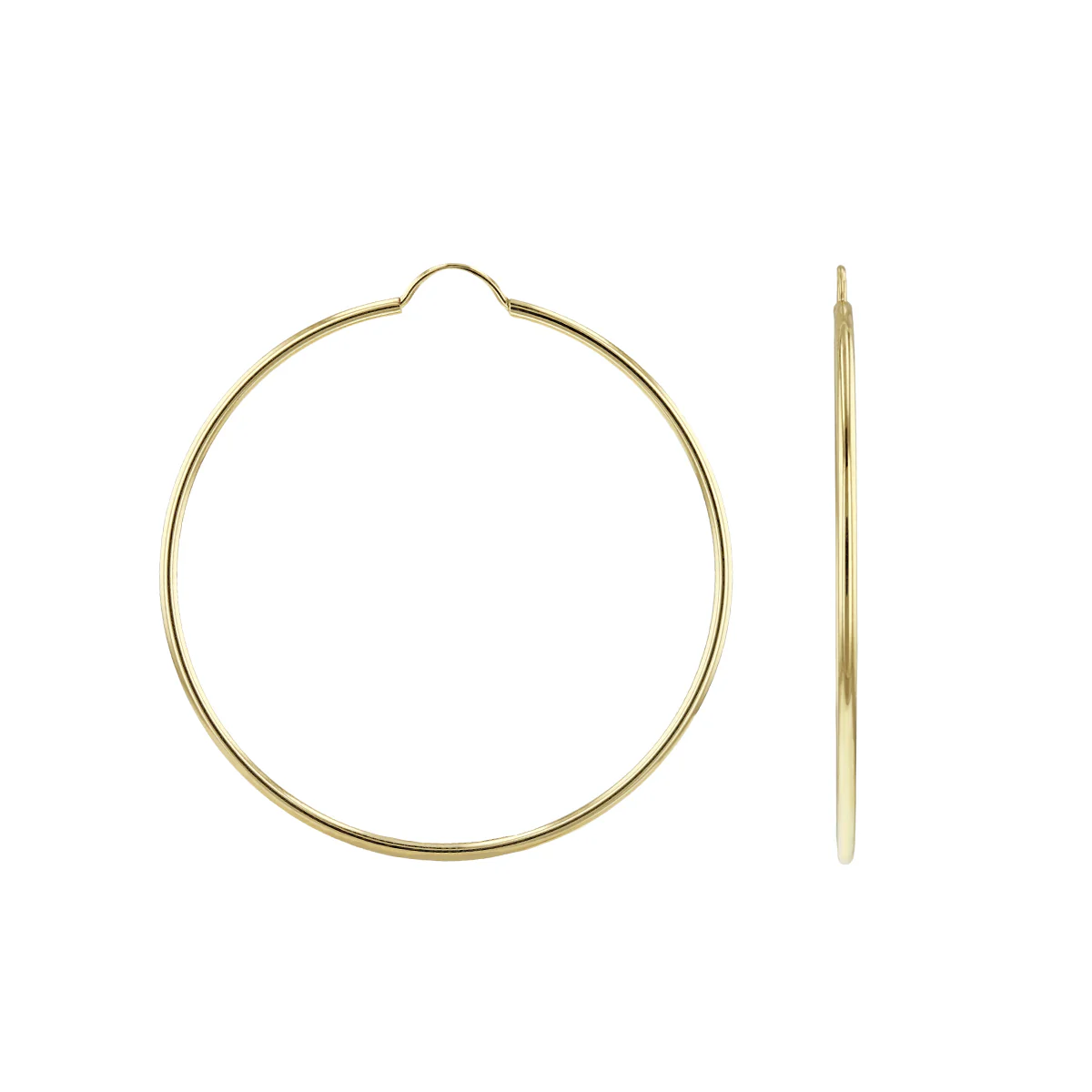 Soleil Collection 40mm Plain Flexible Hoop Earrings | 9K Solid Yellow Gold - Image 4