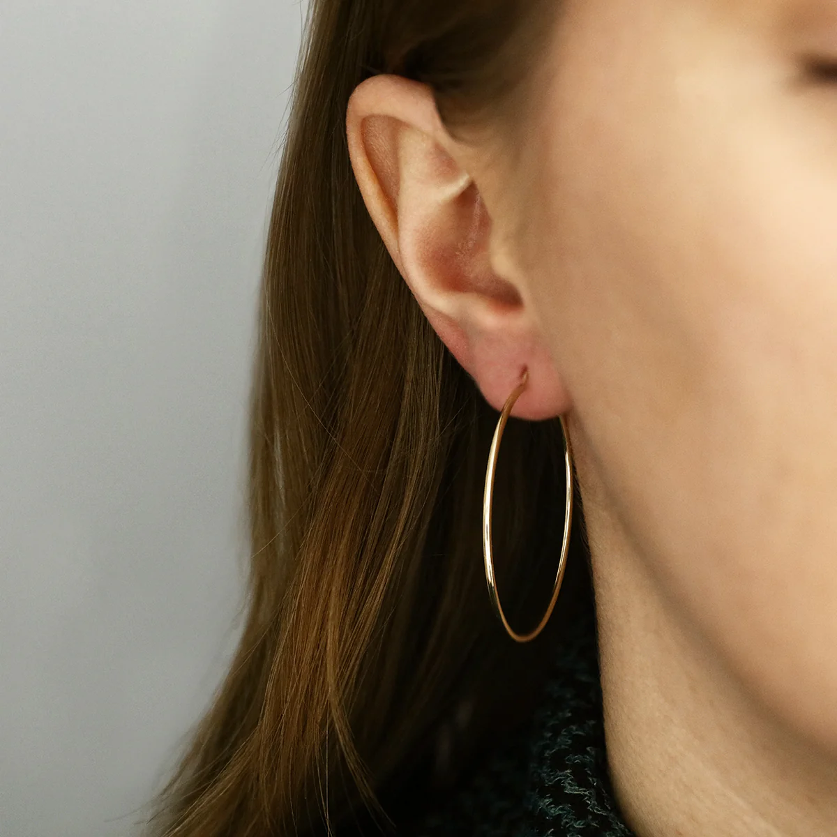 Soleil Collection 40mm Plain Flexible Hoop Earrings | 9K Solid Yellow Gold - Image 5