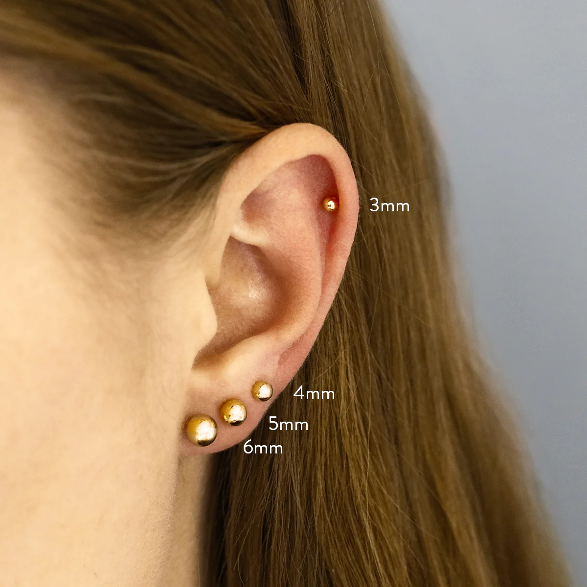 Soleil Collection 4mm Ball Stud Earrings | 9K Yellow Gold - Image 7