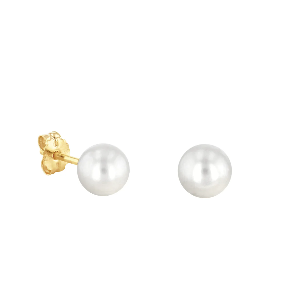 Soleil Collection 6mm Freshwater Pearl Earring and Threaded Necklace Set | 9K Solid Yellow Gold - Image 3