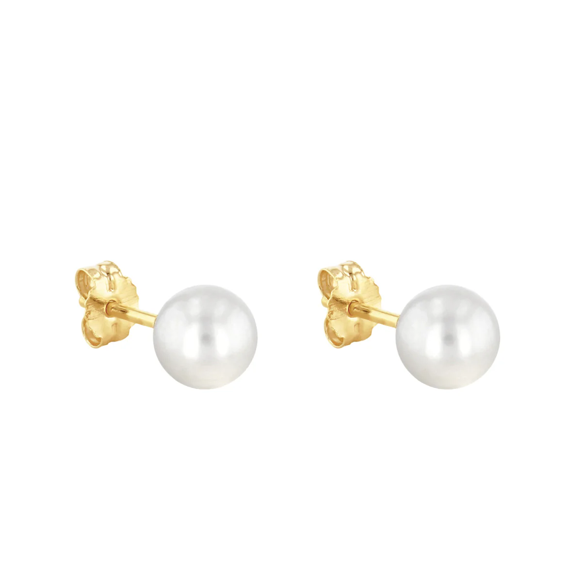 Soleil Collection 6mm Freshwater Pearl Earring and Threaded Necklace Set | 9K Solid Yellow Gold - Image 4