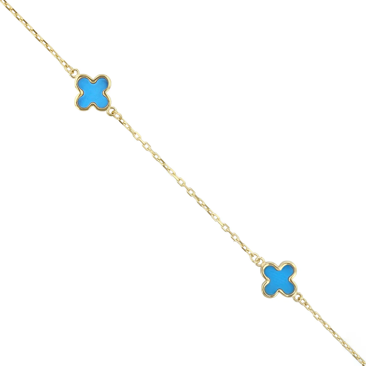 Soleil collection 7.5"  Turquoise Petal Bracelet | 9K Solid Yellow Gold - Image 2