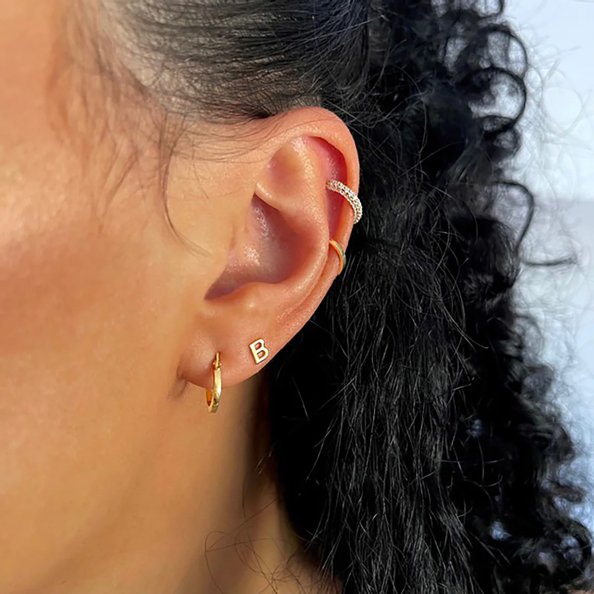 Soleil collection 8mm Hoop Earrings |  9K Solid Yellow Gold - Image 4