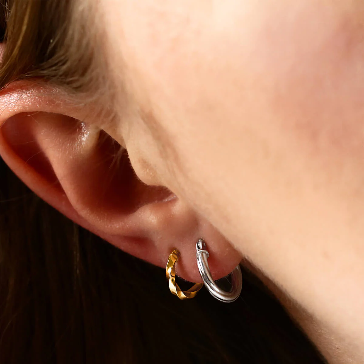 Soleil Collection 8mm Twist Hoop Earrings | 9K Solid Yellow Gold - Image 4