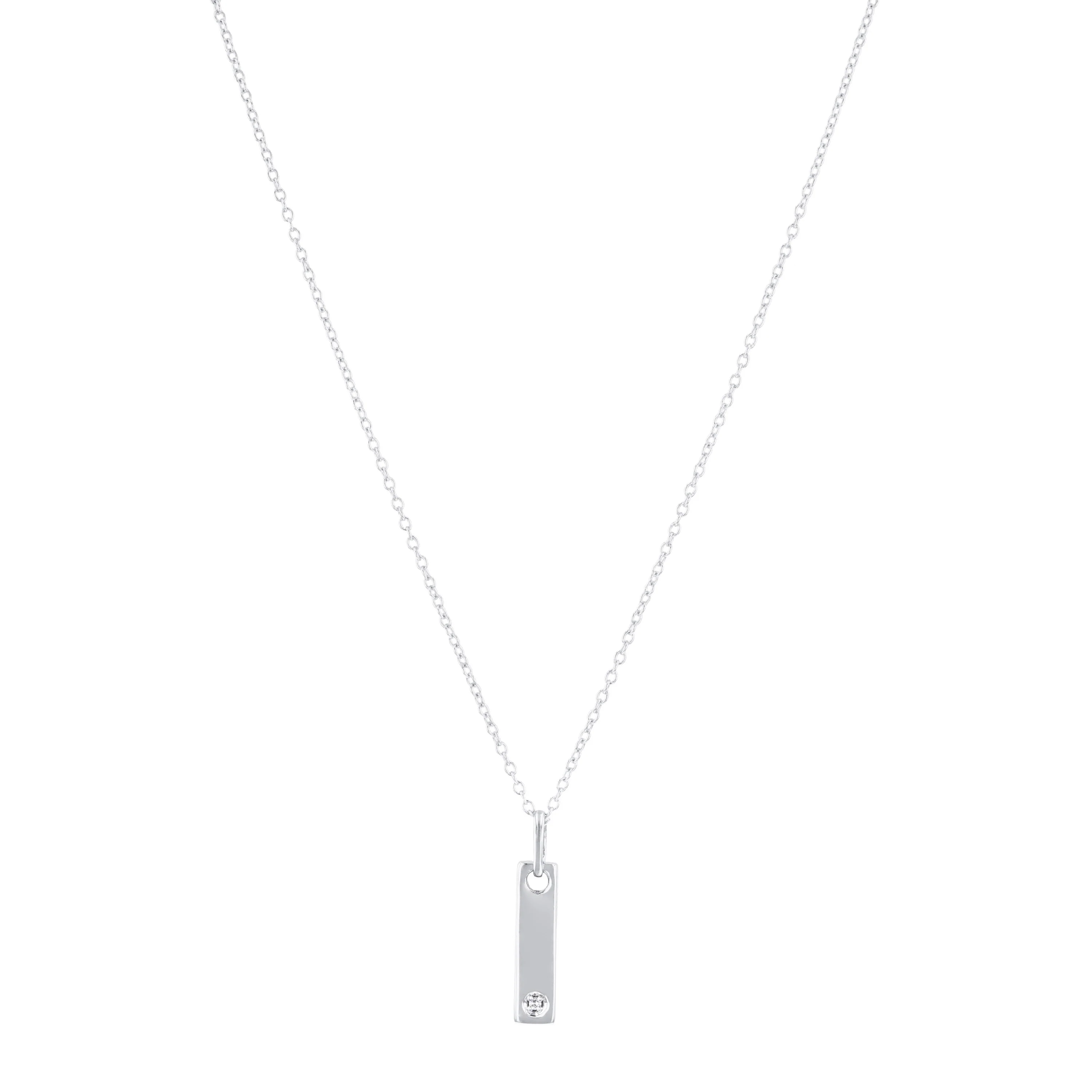 Soleil Collection Bar Pendant Set With Single Diamond | 9K White Gold - Image 2