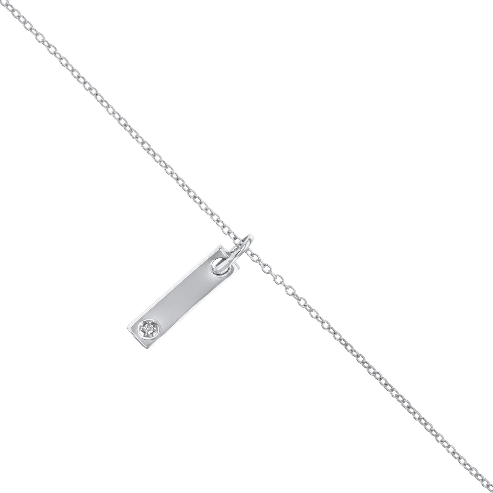 Soleil Collection Bar Pendant Set With Single Diamond | 9K White Gold - Image 3