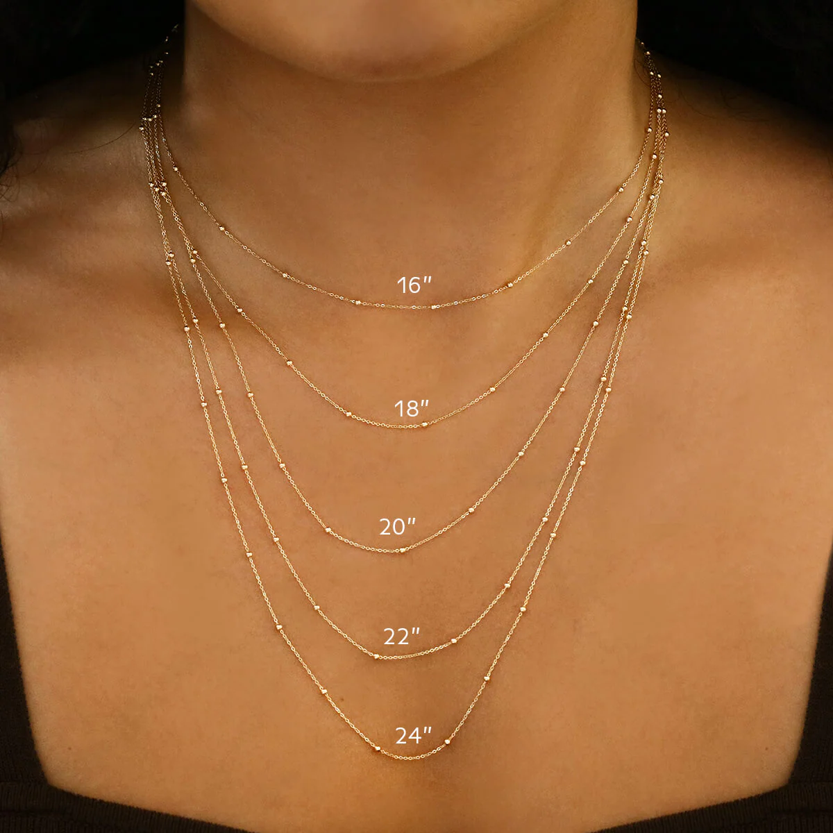 Soleil Collection Beaded Chain Necklace | 9K Solid Yellow Gold - Image 4
