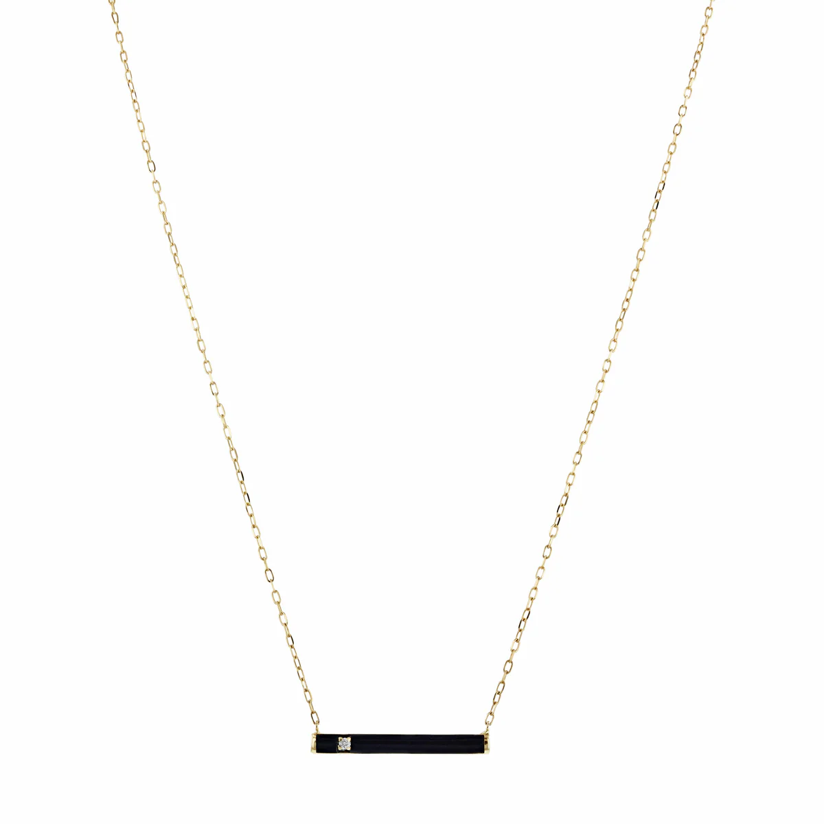 Soleil Collection Black Enamel and Diamond Pendant | 9K Solid Yellow Gold - Image 2