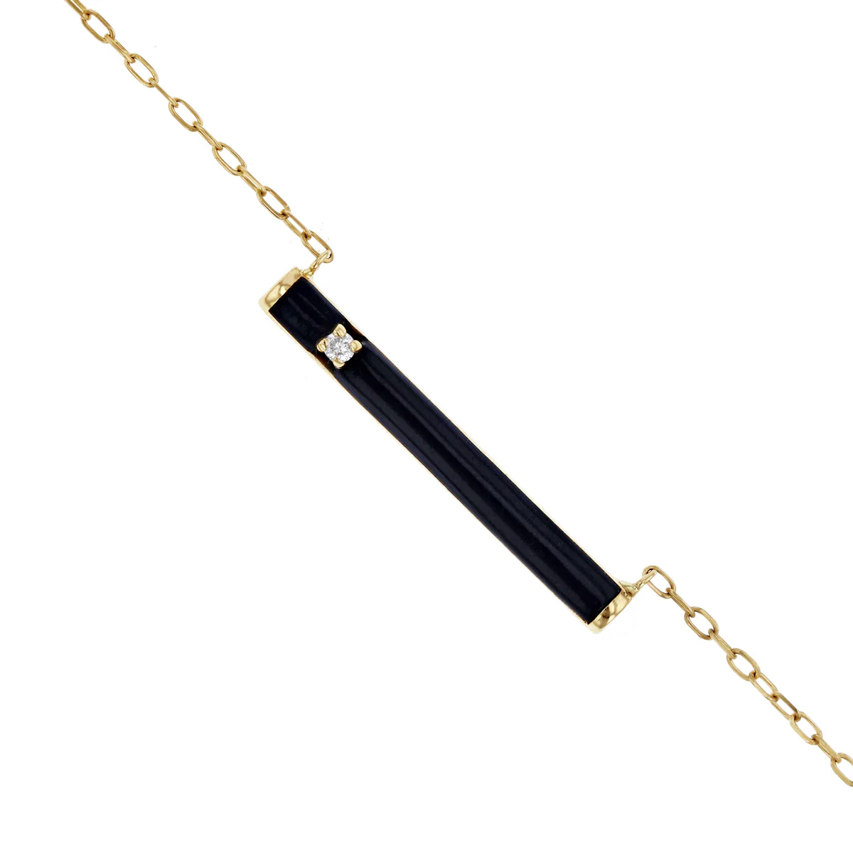 Soleil Collection Black Enamel and Diamond Pendant | 9K Solid Yellow Gold - Image 4