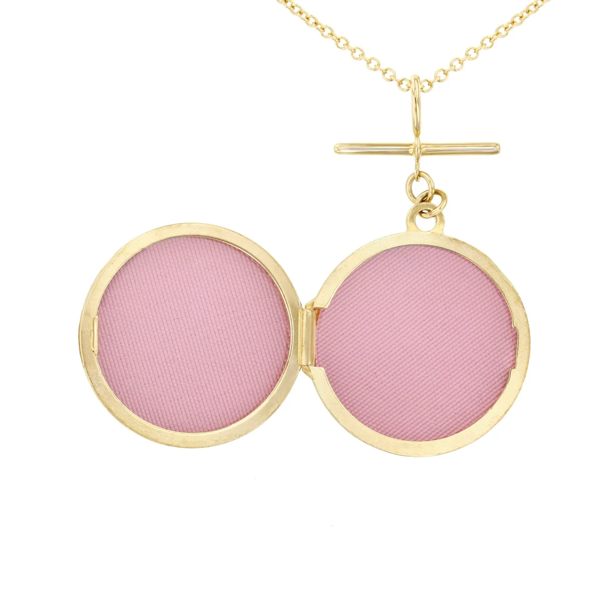 Soleil Collection Compass Design Locket with T-Bar Necklace | 9K Yellow Gold - Image 4