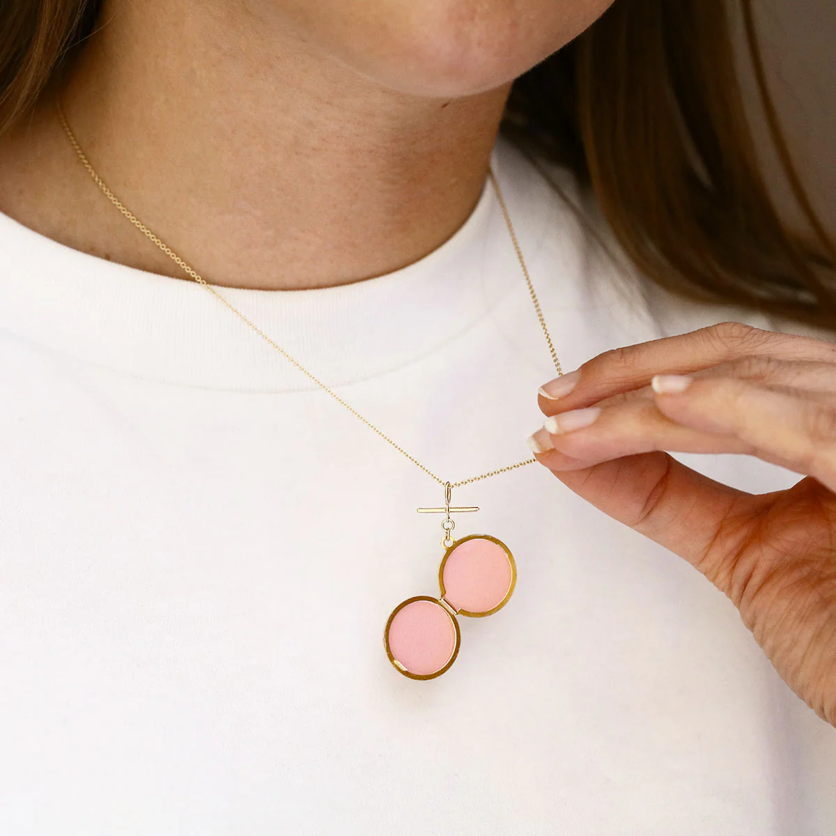 Soleil Collection Compass Design Locket with T-Bar Necklace | 9K Yellow Gold - Image 7