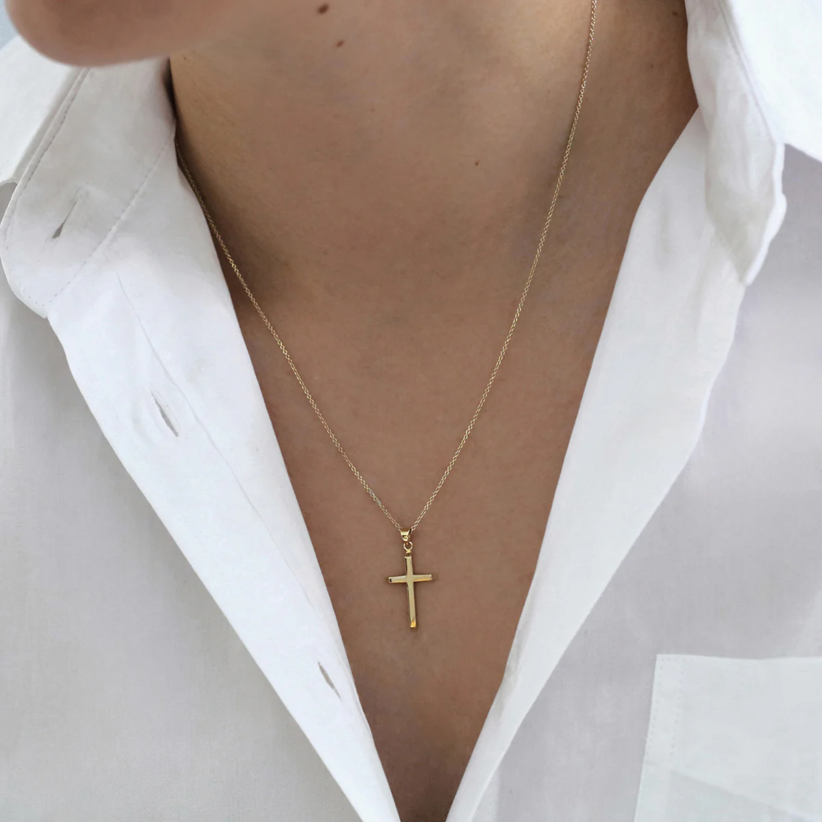 Soleil Collection Cross Pendant | 9K Solid Yellow Gold - Image 3